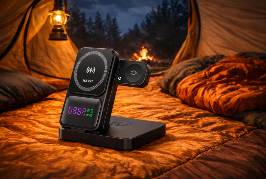 T:\Staff\Mark\SSR\Assets\Products\HAVIT MEDIA\W3107\havit-3in1-wireless-charger-camping-tent-lifestyle.png