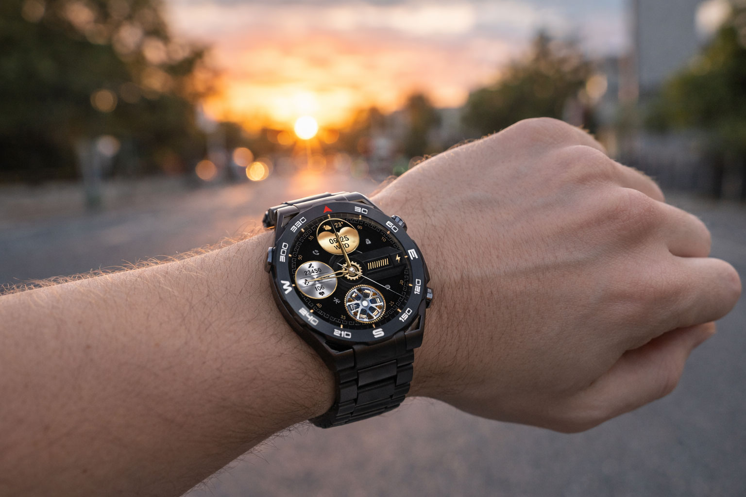 Rent HAVIT smartwatch on hand sunrise