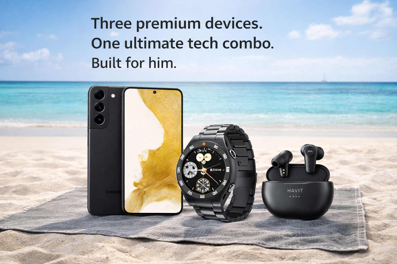 Rent ultimate tech combo on beach picnic mat