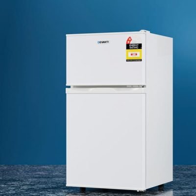 85L Two-Door Bar Fridge with Freezer - White