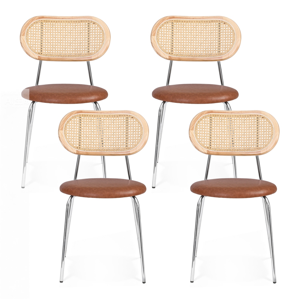 Artiss PU leather rattan dining chairs styled at a dining table