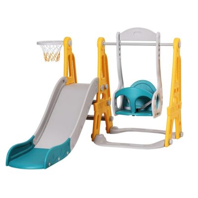 Kids Slide Swing Set with Basketball Hoop – Adjustable Height