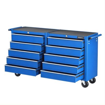 Giantz 10-Drawer Tool Chest Trolley Toolbox Storage – Blue