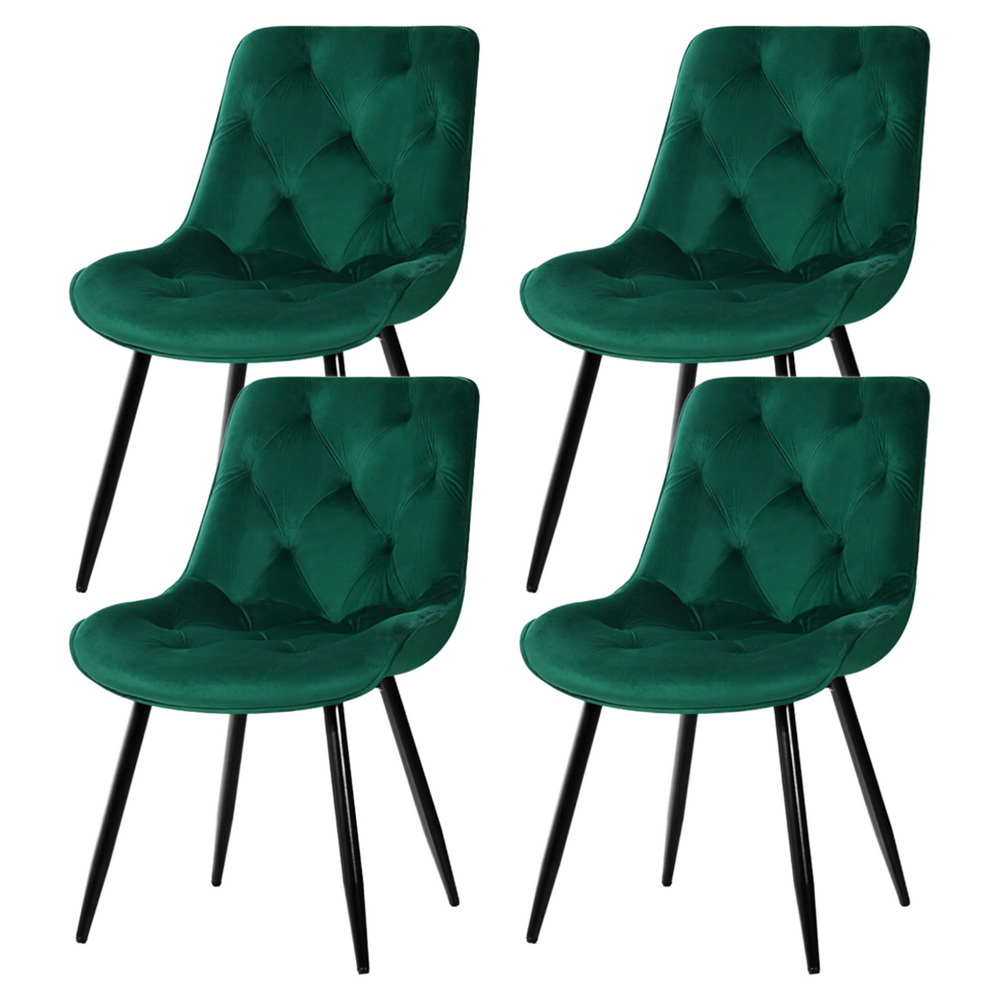 Artiss velvet dining chairs, set of 4, front view